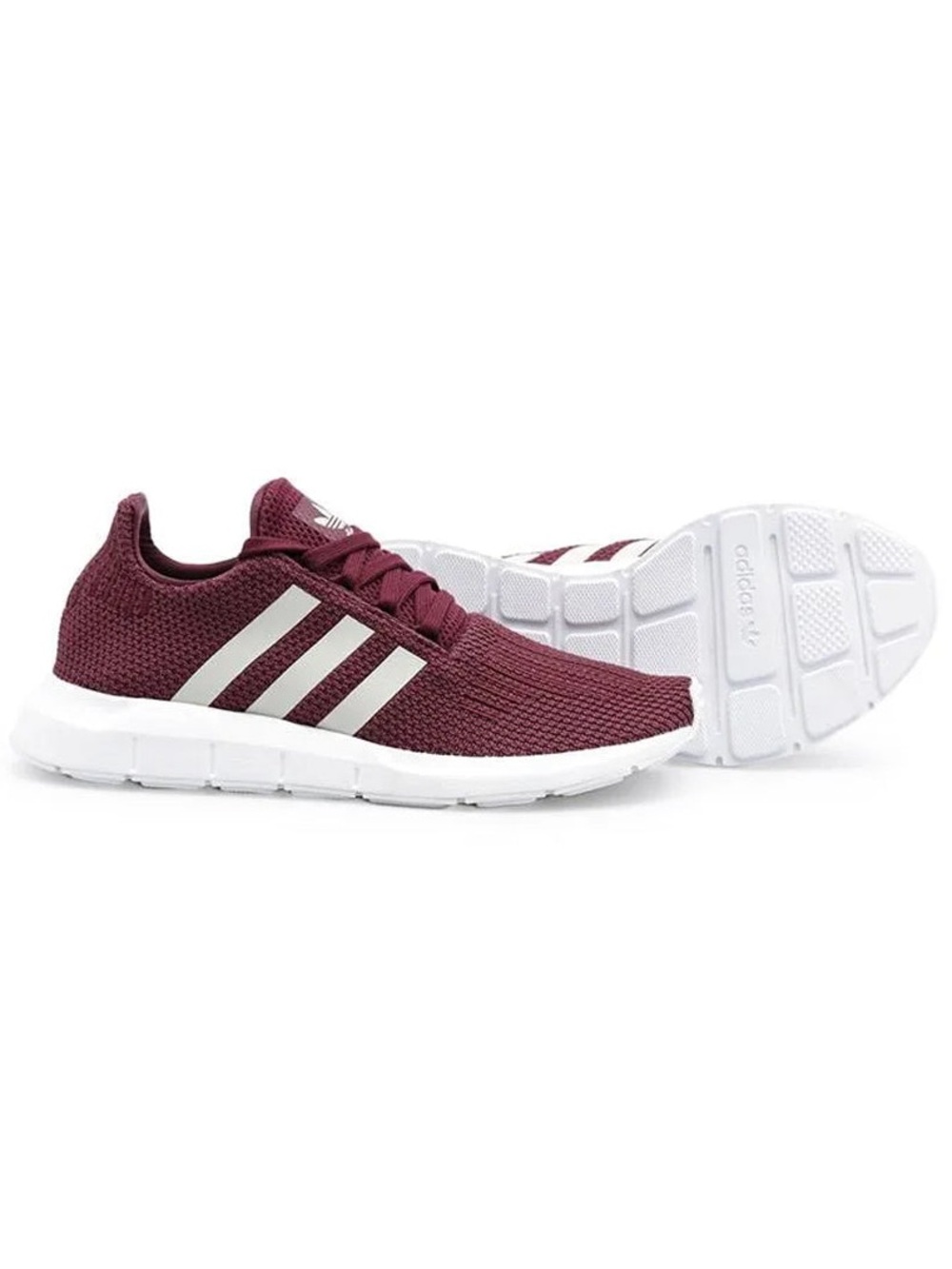 Adidas Original Swift Run Burgundy Knit Sneaker with White Stripes - Comfort